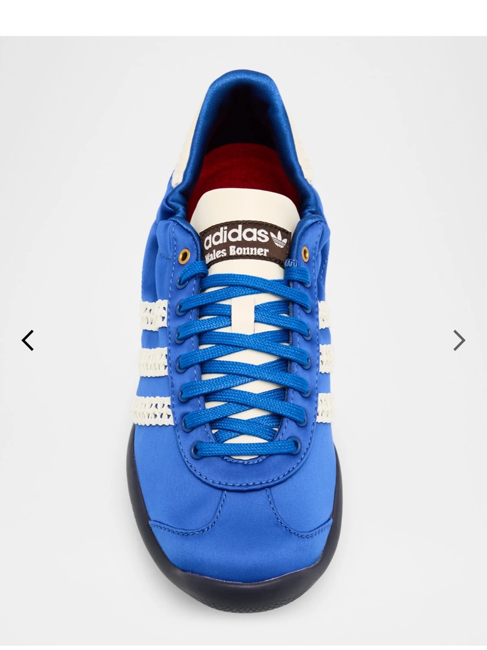 adidasxWale Bonner Satin Blue Low top Sneakers with White Stripes